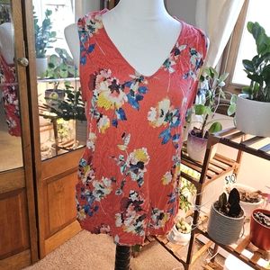 M Red floral shirt